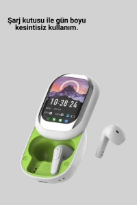 Kayar Kapaklı Şarj Kutusu Ve Dokunmatik Ekranlı Bluetooth Stereo Kulaklık