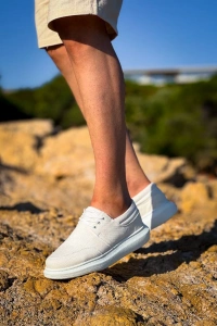 KB-042  Kuback Bağcıklı Beyaz Günlük Erkek Ayakkabı