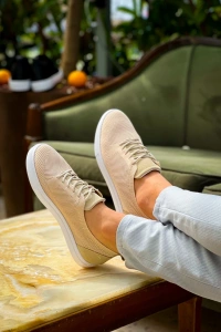 KB-101 Kuback Bej Triko Bağcıklı Günlük Erkek Ayakkabı