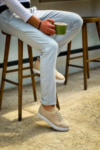 KB-101 Kuback Bej Triko Bağcıklı Günlük Erkek Ayakkabı