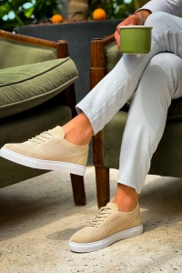 KB-101 Kuback Bej Triko Bağcıklı Günlük Erkek Ayakkabı