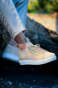 KB-112   Kuback Bej Triko Bağcıklı  Günlük Erkek  Ayakkabı