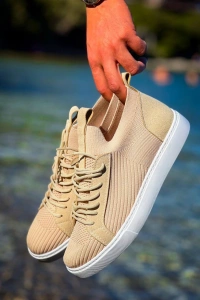 KB-112   Kuback Bej Triko Bağcıklı  Günlük Erkek  Ayakkabı