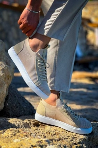 KB-112   Kuback Bej Triko Bağcıklı  Günlük Erkek  Ayakkabı