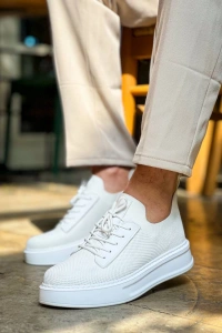 KB-116 Kuback Beyaz Bağcıklı Triko Günlük Erkek Ayakkabı