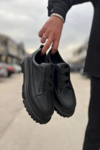KB-703 Kuback Kömür Cilt Lastikli Günlük Erkek Ayakkabı