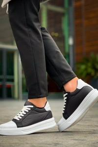 KB-X46 Kuback Siyah Beyaz Yüksek Beyaz Taban Günlük Spor Ayakkabı