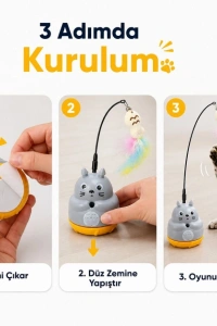 Kedi Şekilli Dönen Peluş Balıklı Olta Oyuncağı