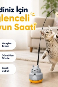 Kedi Şekilli Dönen Peluş Balıklı Olta Oyuncağı