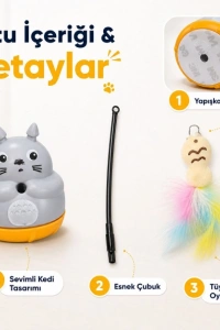 Kedi Şekilli Dönen Peluş Balıklı Olta Oyuncağı