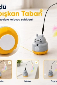 Kedi Şekilli Dönen Peluş Balıklı Olta Oyuncağı