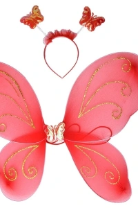 Kelebek Kanadı Tacı Asası Kırmızı Renk