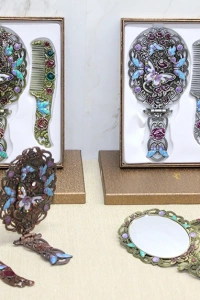 Kelebek Katlanabilir Ayna Ve Tarak Seti Büyük Boy