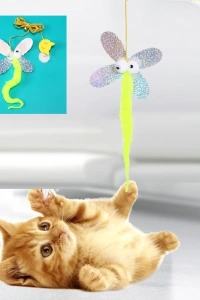 Kelebek Model Elastik Kendinden Yapışkanlı Kedi Oyun Oltası
