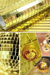 Kendinden Yapışkanlı Aynalı Kare Gold Sticker 30x30 Cm