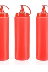 Ketçap Şişesi - 1000ML Dev Boy Kırmızı 3 Adet