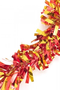 Kırmızı Altın Renk 4 cm Genişlik Garland Çift Renk Sim Süs 180 cm