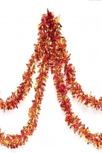 Kırmızı Altın Renk 4 cm Genişlik Garland Çift Renk Sim Süs 180 cm