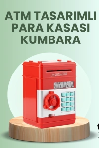 Kırmızı ATM Kasa Tipi Para Biriktirme Kumbarası
