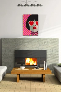 Kırmızı Gözlüklü Kadın Kanvas Tablo 50 x 70