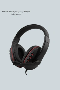 Kırmızı  Headset Mikrofonlu Sağlam Kablolu Konforlu