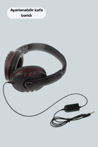 Kırmızı  Headset Mikrofonlu Sağlam Kablolu Konforlu