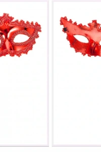 Kırmızı Işıltılı Tutmalı Fotoğraf Çekimi Maskesi