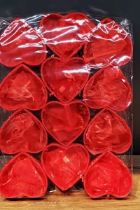 Kırmızı Kalpli Tül Kese