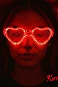 Kırmızı LED Işıklı Kalp Gözlük – 3 Modlu