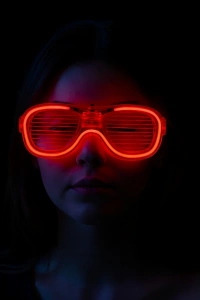 Kırmızı Led Işıklı Parti Gözlüğü - Neon Glow Şerit Gözlük 3 Modlu