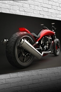 Kırmızı Naked Motor Kanvas Tablo 60 x 120