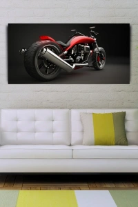 Kırmızı Naked Motor Kanvas Tablo 60 x 120