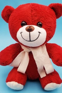 Kırmızı Peluş Atkılı Oyuncak Ayıcık