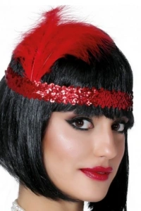 Kırmızı Renk Çarliston Saç Bandı