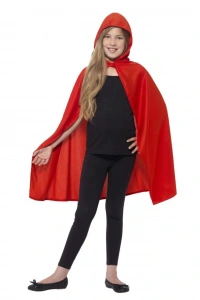 Kırmızı Renk Kapşonlu Kumaş Pelerin 90 cm