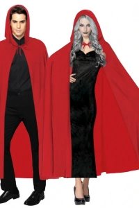 Kırmızı Renk Kapşonlu Pelerin 120 cm