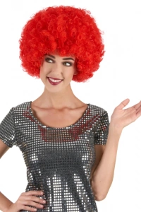 Kırmızı Renk Kıvırcık Afro Bonus Peruk