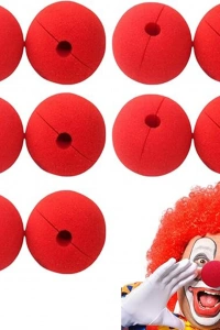 Kırmızı Renk Sünger Palyaço Burnu Takma Burun 10 Adet