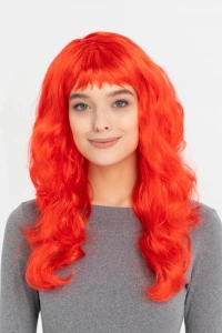 Kırmızı Renk Uzun Dalgalı Parti Peruğu