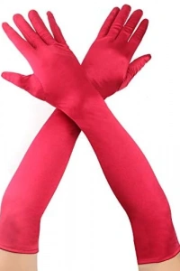 Kırmızı Renk Uzun Kumaş Eldiven