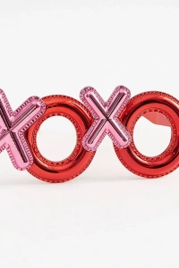 Kırmızı Renk Xoxo Yazılı Parti Gözlüğü