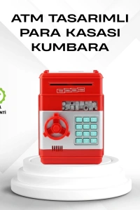 Kırmızı Şifreli ATM Kasa Para Yutan Kumbara