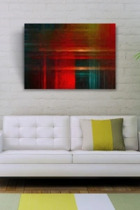 Kırmızı ve Lacivert Soyut Çalışma Kanvas Tablo 50 x 70