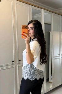 Kısa Kollu Bısıklet Yakalı Dantel Detaylı Vıskon ıkı ıplık Bluz