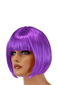 Kısa Mor Peruk Saç
