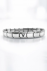 Kişiye Özel V Harfli Çelik Bileklik – Paslanmaz Çelik Bileklik, Zarif Minimal Harf Bileklik