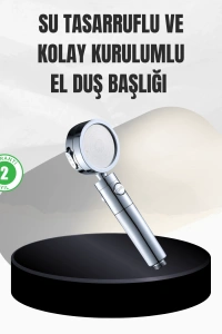 Kolay Montajlı 3 Modlu Yüksek Basınç Duş Başlığı