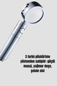 Kolay Montajlı 3 Modlu Yüksek Basınç Duş Başlığı
