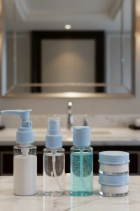 Kompakt 5’li Seyahat Banyo Şişe Takımı Çantalı