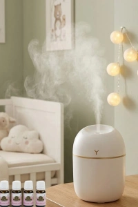 Kompakt Mini Hava Nemlendirici 5 Esans Hediyeli LED Işıklı USB Aromaterapi Cihazı
